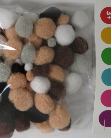 LITTLE POM POMS ASSTD ANIMAL 100 PC